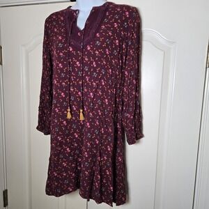 Matilda Jane Moments Local Luxuries Sz XS Floral‎ Boho Crochet Tassle Dress EUC